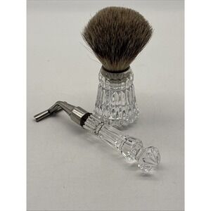 Vintage Waterford Crystal Mens Shaving Razor and Brush CHIP